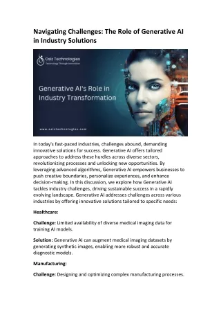 Generative AI - Challenges and Solutions