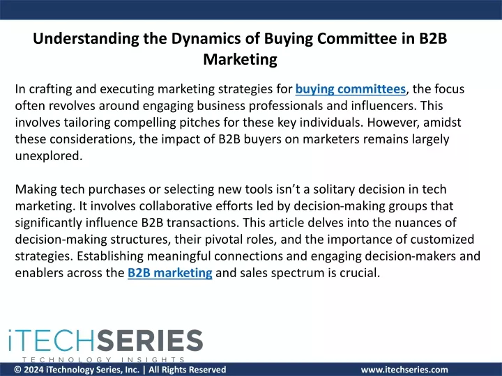 understanding the dynamics of buying committee