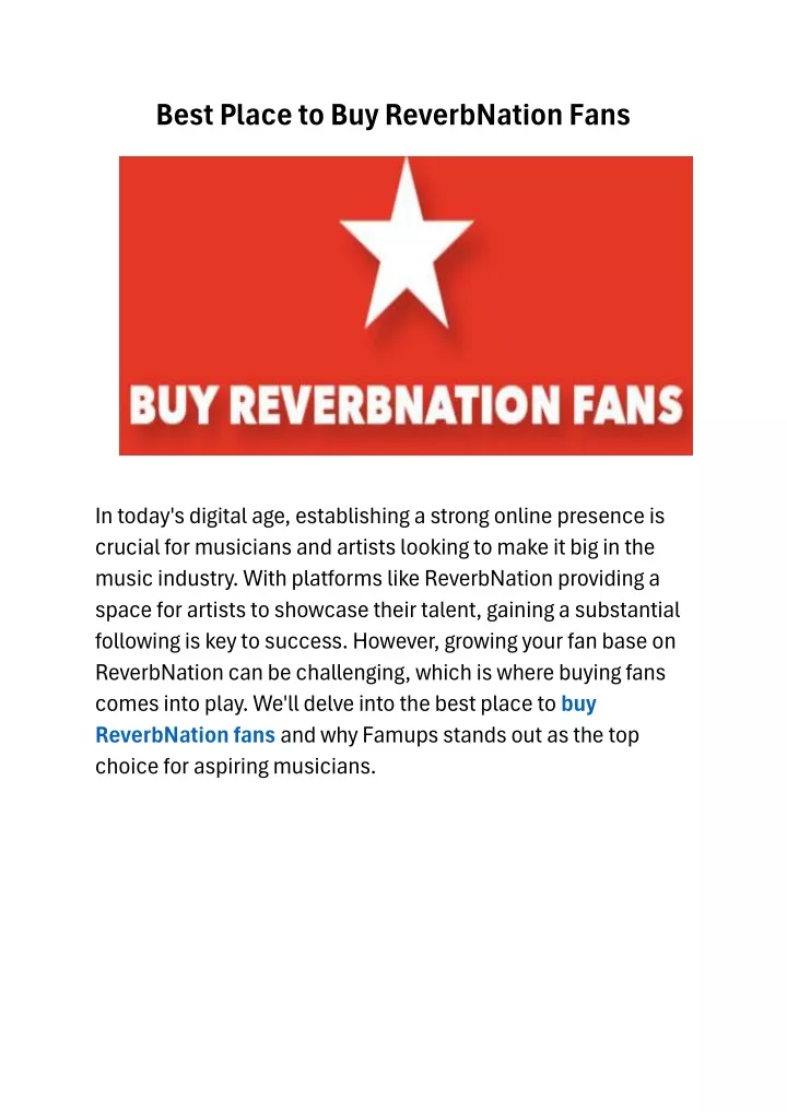 best place to buy reverbnation fans