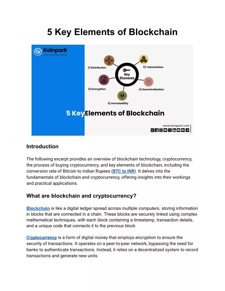 5 key elements of blockchain