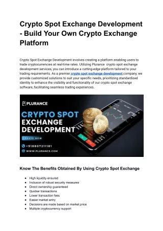 Crypto Spot Exchange Development - Build Your Own Crypto Exchange Platform