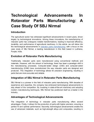 Technological Advancements in Rotavator Parts Manufacturing_ A Case Study of SBJ Nirmal