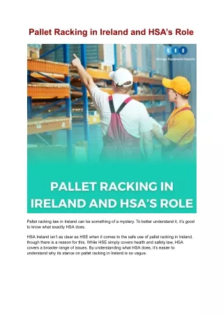 Pallet Racking in Ireland and HSA’s Role