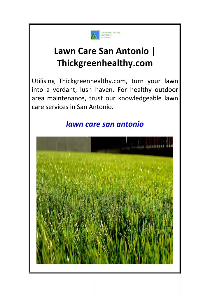 lawn care san antonio thickgreenhealthy com