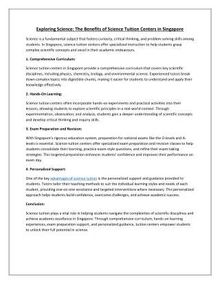 exploring science the benefits of science tuition