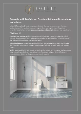Renovate with Confidence - Premium Bathroom Renovations in Canberra