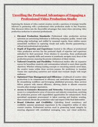 Advantages of Engaging a Professional Video Production Studio
