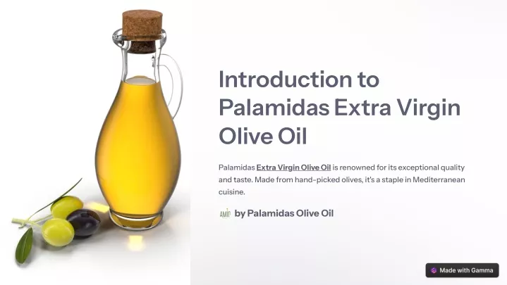introduction to palamidas extra virgin olive oil