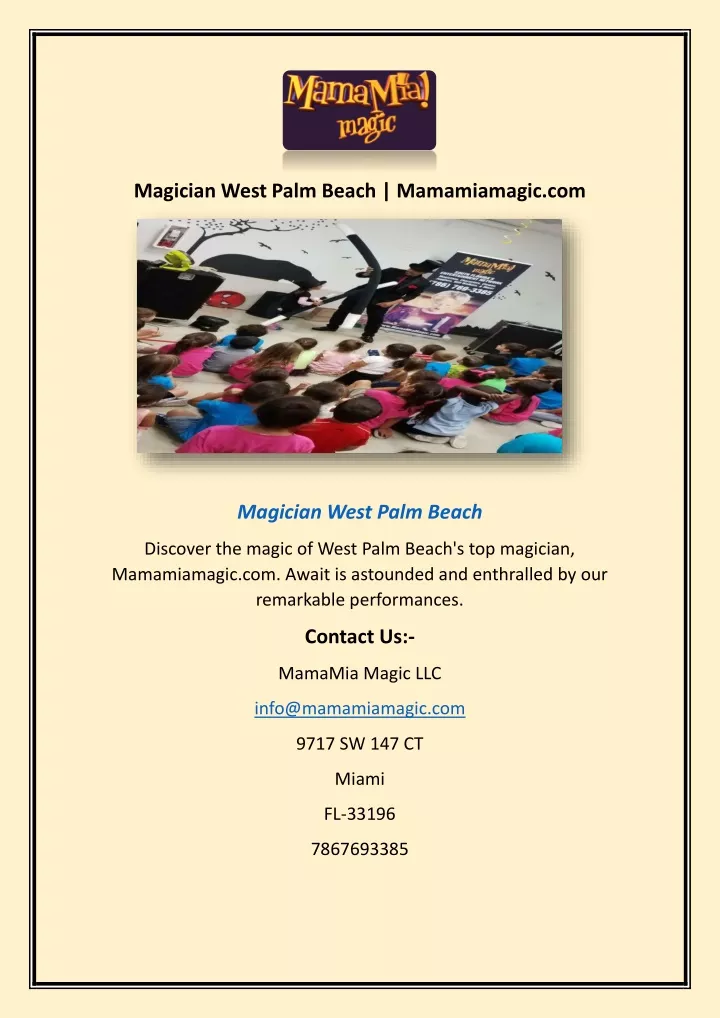 magician west palm beach mamamiamagic com