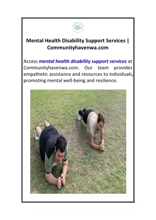 Mental Health Disability Support Services  Communityhavenwa.com