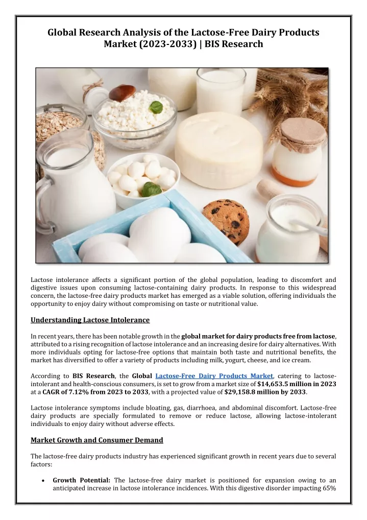 global research analysis of the lactose free