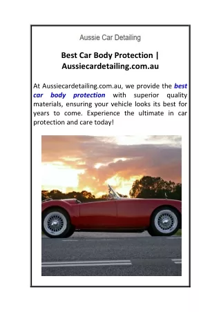 Best Car Body Protection  Aussiecardetailing.com.au