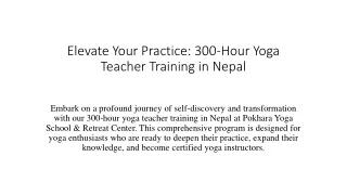 Elevate Your Practice: 300-Hour Yoga Teacher Training in Nepal