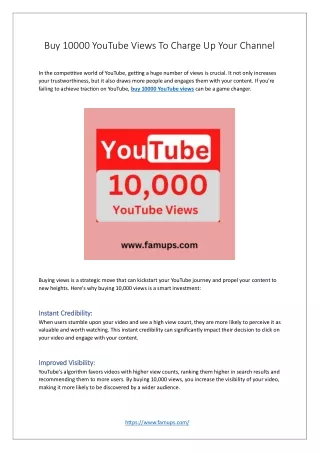 Buy 10000 YouTube Views To Charge Up Your Channel