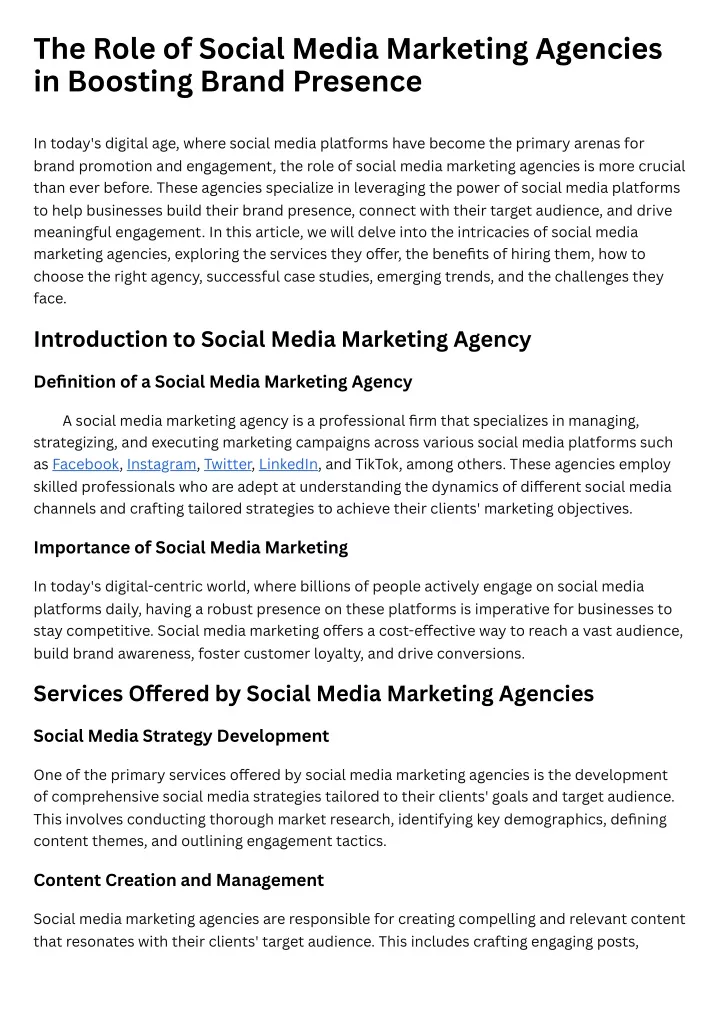 the role of social media marketing agencies