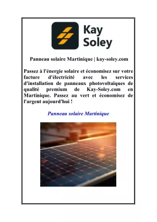 Panneau solaire Martinique | kay-soley.com