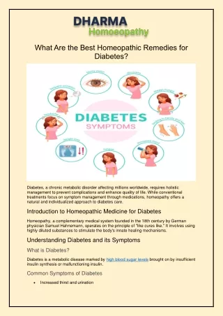 What Are the Best Homeopathic Remedies for Diabetes