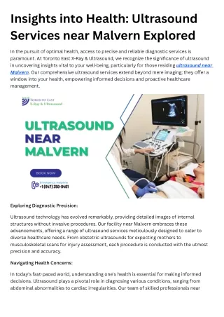 Insights into Health Ultrasound Services near Malvern Explored