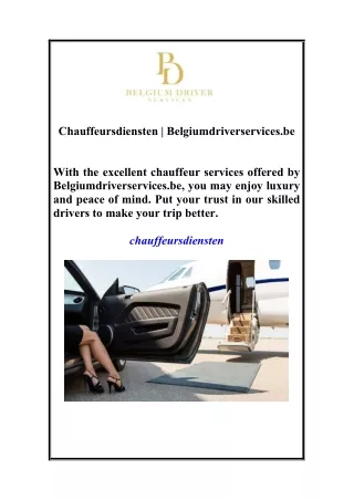 Chauffeursdiensten | Belgiumdriverservices.be