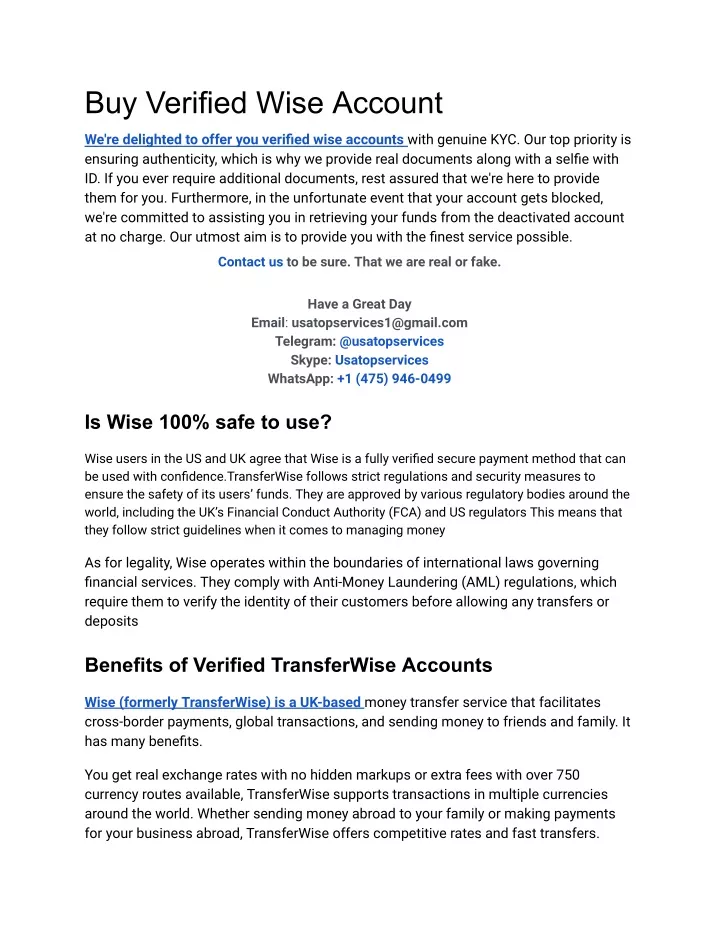 buy verified wise account