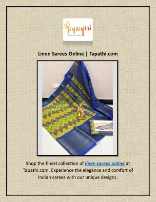 Linen Sarees Online | Tapathi.com