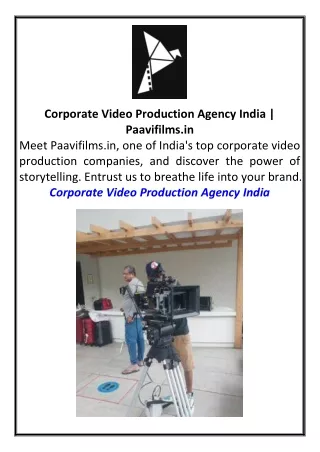 Corporate Video Production Agency India Paavifilms.in