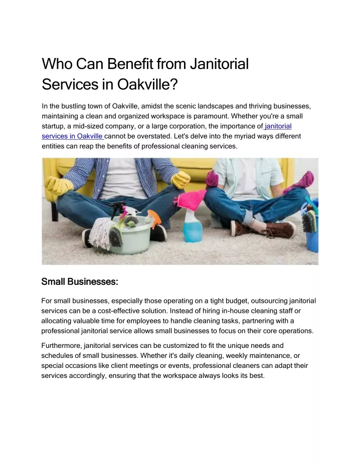 who can benefit from janitorial services