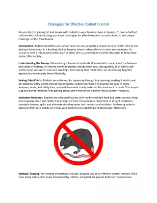 Strategies for Effective Rodent Control