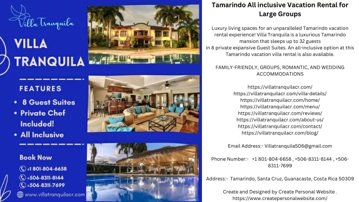 tamarindo all inclusive vacation rental for large