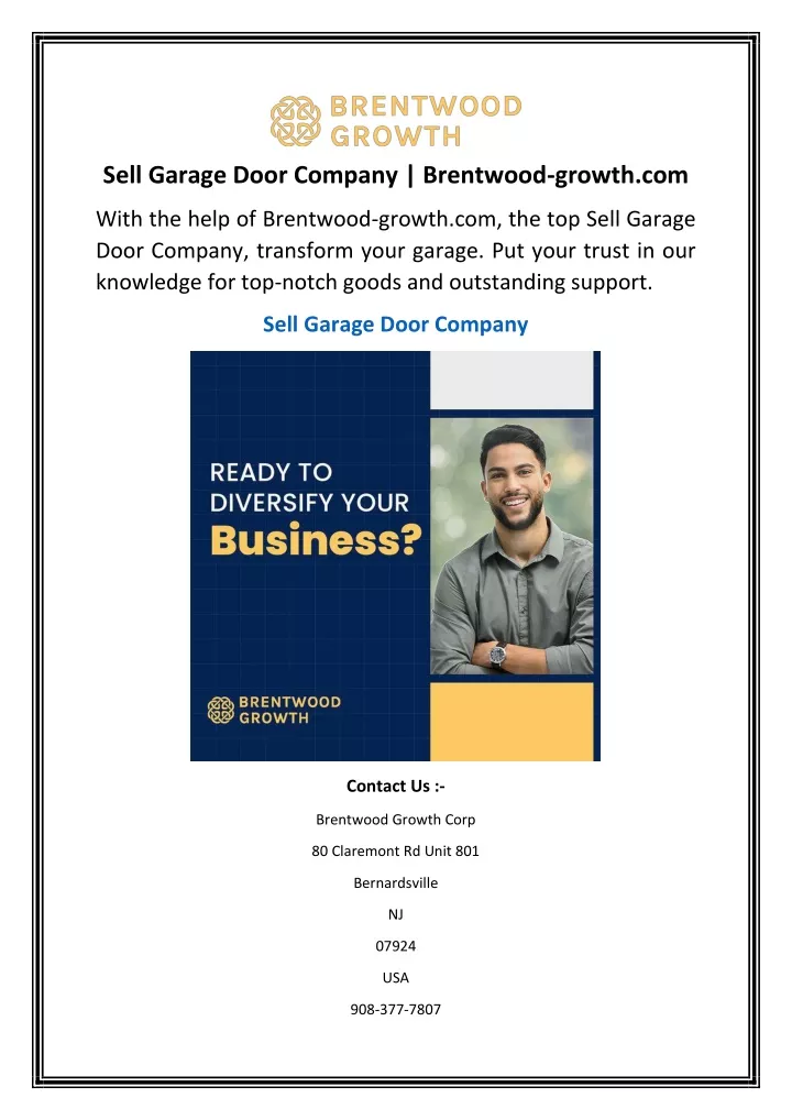 sell garage door company brentwood growth com