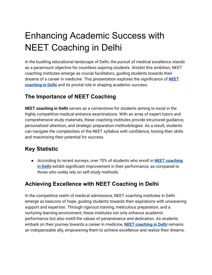 enhancing academic success with neet coaching