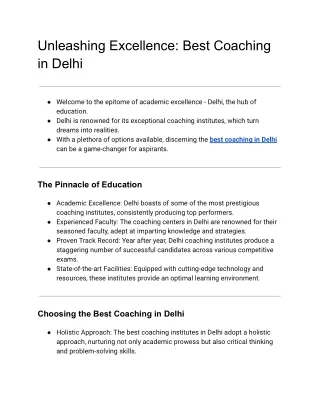 Discover Your Brilliance: Premier Coaching in Delhi