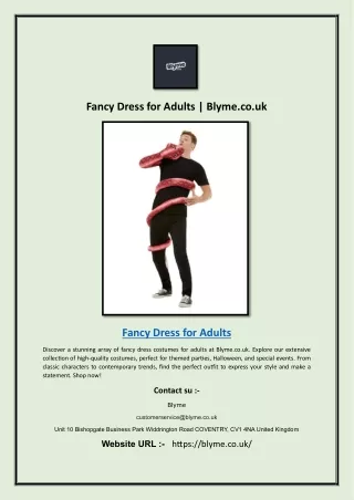 Fancy Dress for Adults | Blyme.co.uk