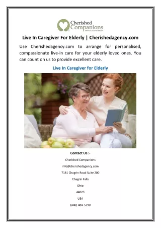 Live In Caregiver For Elderly Cherishedagency