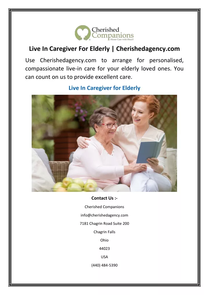 live in caregiver for elderly cherishedagency com