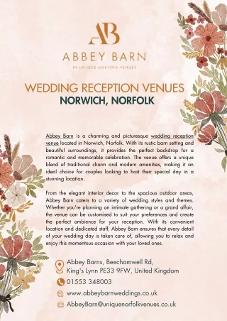 Wedding Reception Venues Norwich, Norfolk