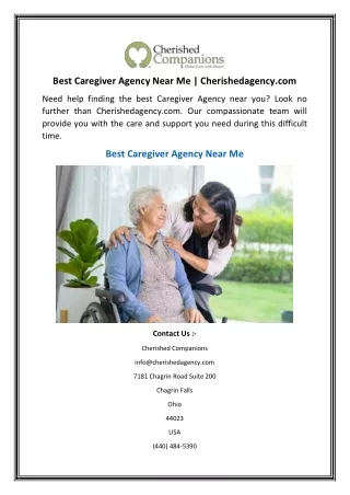 Best Caregiver Agency Near Me Cherishedagency