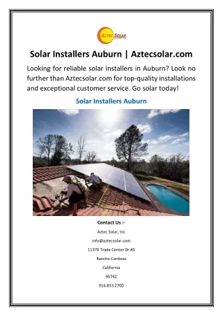 Solar Installers Auburn Aztecsolar
