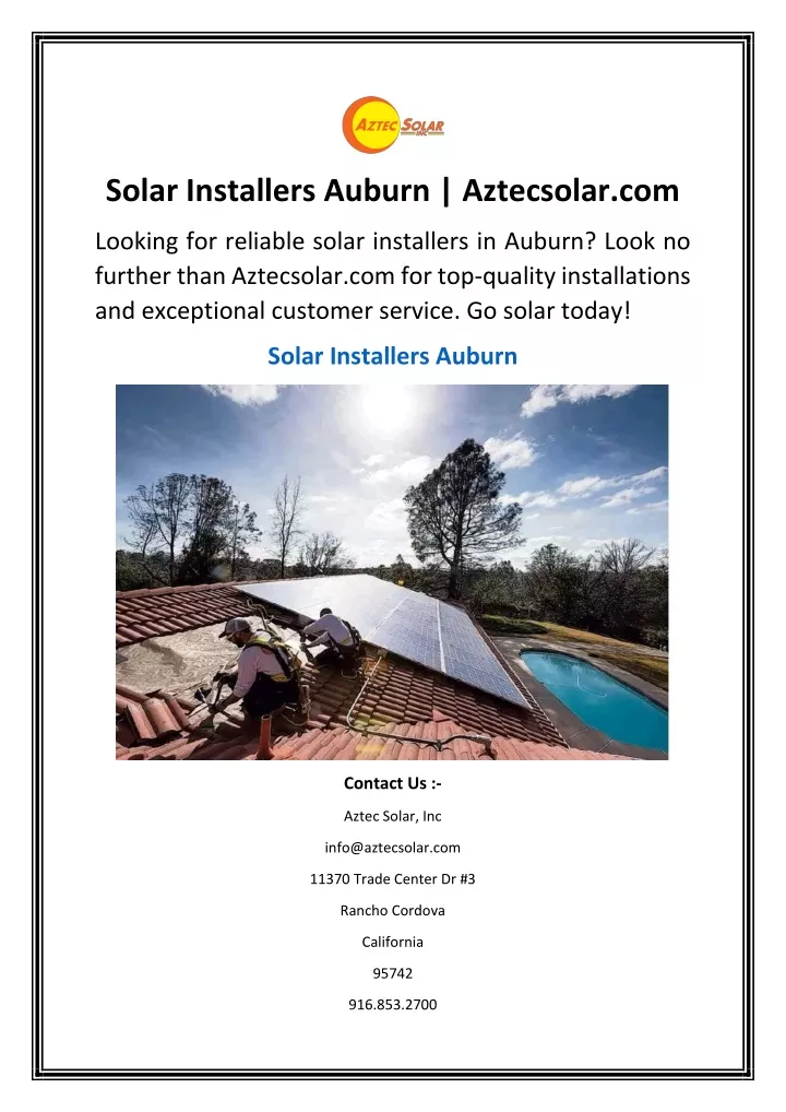 solar installers auburn aztecsolar com