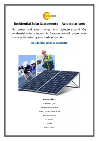 Residential Solar Sacramento Aztecsolar