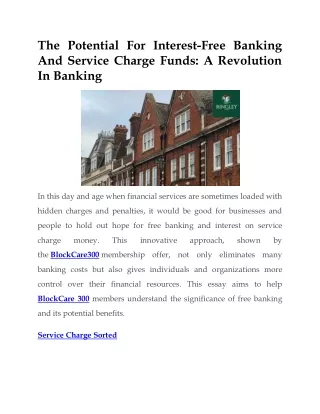 The Potential For Interest Free Banking And Service Charge Funds A Revolution In Banking