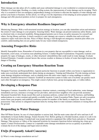 Emergency Preparedness for Water Damage: Producing a Response Strategy