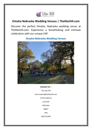 Omaha Nebraska Wedding Venues Thelilachill