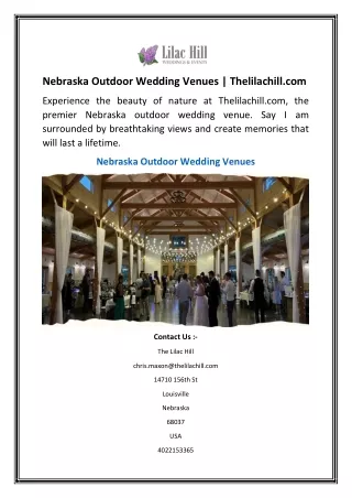 Nebraska Outdoor Wedding Venues Thelilachill