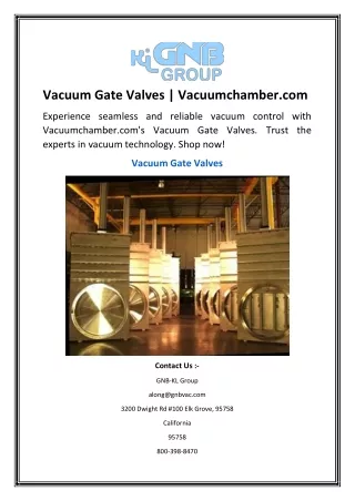 Vacuum Gate Valves Vacuumchamber