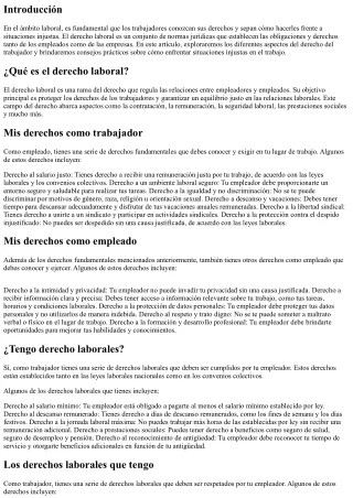 Derecho del trabajador: Cómo enfrentar situaciones injustas