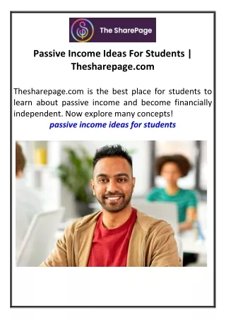 Passive Income Ideas For Students Thesharepage.com