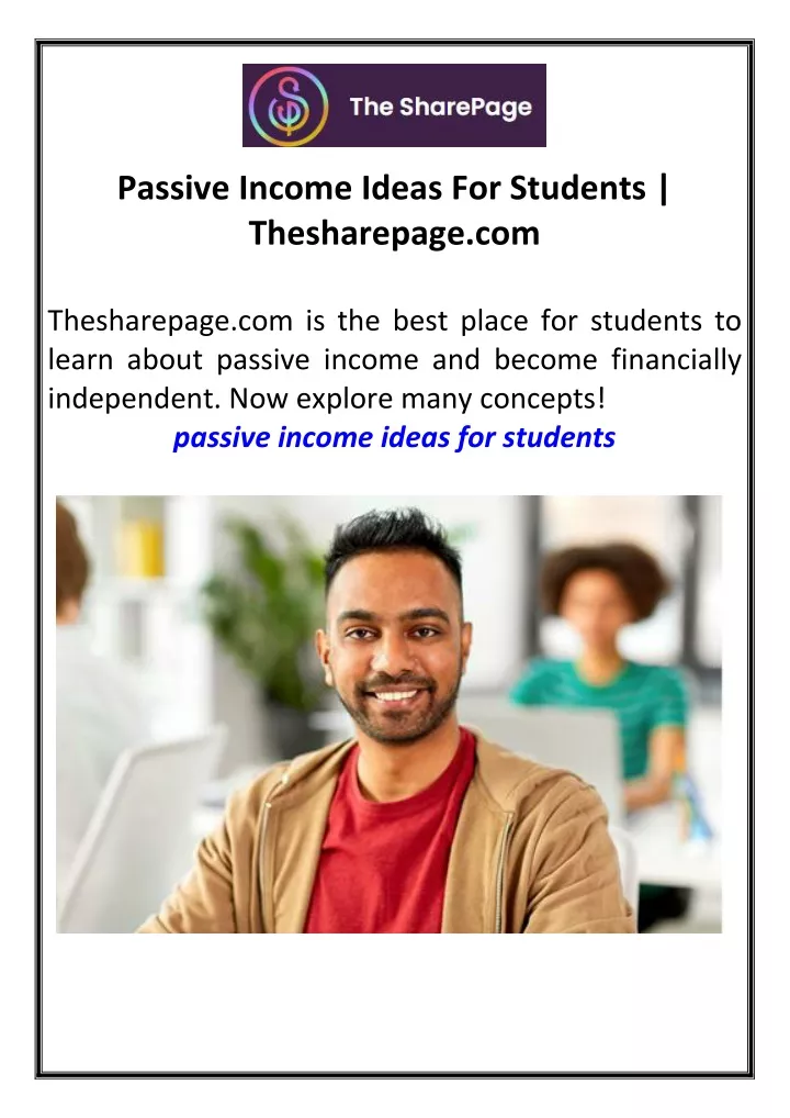 passive income ideas for students thesharepage com