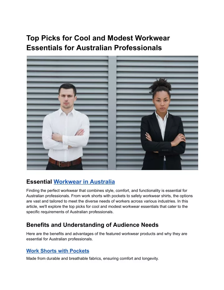 top picks for cool and modest workwear essentials