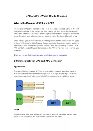 UPC or APC - Which One to Choose